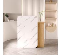 Bureau de réception moderne en forme de L, table de comptoir pour salon de beauté et espaces de vente au détail, design compact qui améliore les petites zones de réception