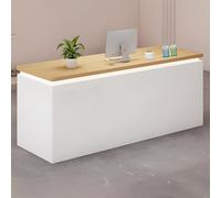 Bureau de réception moderne et élégant avec éclairage LED caché, comptoir spacieux pour bureau et zones d'attente, bois élégant et finition blanche, parfait pour les espaces contemporains