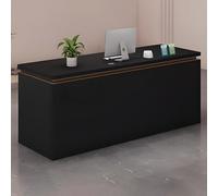 Bureau de réception moderne et élégant avec éclairage LED caché, comptoir spacieux pour bureau et zones d'attente, bois élégant et finition blanche, parfait pour les espaces contemporains