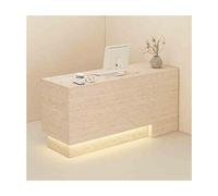 Bureau de réception moderne et élégant avec tiroir verrouillable - Table de comptoir avant de 140 cm pour bureaux, salons de beauté et magasins de vente au détail - Comptoir élégant en travertin
