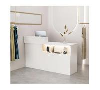 Bureau de réception moderne et élégant avec tiroirs verrouillables, table d'ordinateur d'angle pour le hall d'entrée, le salon de beauté et le bureau à domicile - Bureau d'entrée droit de 120 cm pour