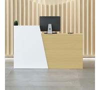 Bureau de réception moderne et élégant en bois avec tiroirs 160 x 42 x 100 cm - Design contemporain pour salon ou hall d'entrée - Design droit
