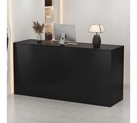 Bureau de réception moderne noir avec tiroir verrouillable - Meuble de comptoir avant élégant pour la maison et le commerce de détail, bureau de réception de 80 cm pour salons et halls d'entrée