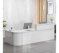 Bureau de réception moderne pour comptoir avant de bureau - Poste de travail élégant en bois d'ingénierie avec tiroirs de rangement pour les zones d'affaires et les espaces de travail