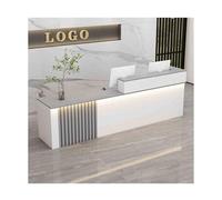 Bureau de réception moderne pour l'esthétique et la vente au détail, idéal pour les bureaux, les salons et les magasins, orientation gauche, 120 cm, design blanc et gris, usage commercial