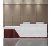Bureau de réception moderne pour petites entreprises - 140 cm - Avec éclairage doux - Design élégant blanc et rouge - Pour bureaux et zones de réception