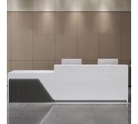 Bureau de réception moderne pour petites entreprises - Comptoir avant élégant avec éclairage doux, comptoir de réception de bureau (blanc et gris foncé, 120 cm)