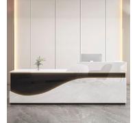 Bureau de réception moderne pour petites entreprises et salons - Comptoir avant gris et noir de 1,2 m, bois d'ingénierie durable, idéal pour le bureau, la beauté et les zones de réception.