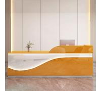 Bureau de réception moderne - Table de comptoir élégante de 1,2 m pour petites entreprises et salons de beauté, bois d'ingénierie durable, finition orange et blanche, design contemporain