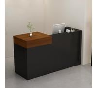 Bureau de réception moderne verrouillable - 90 cm - Comptoir de caisse en teck et bois noir pour la vente au détail, parfait pour les dépanneurs et les magasins de vêtements, solution de comptoir