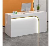 Bureau de réception multifonction moderne avec tiroirs verrouillables, plateau de clavier et gestion des câbles pour bureau à domicile, salons et spas - Comptoir élégant