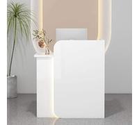 Bureau de réception peu encombrant avec tiroir verrouillable, comptoir de bureau à domicile pour salon et salle d'attente, blanc, côté droit, 60 x 40 x 100 cm, élégant et fonctionnel