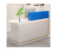 Bureau de réception pour clinique et magasin avec tiroirs verrouillables, comptoir élégant pour salon de beauté et magasins de détail, blanc et bleu, côté gauche 80 cm