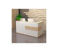 Bureau de réception pour magasin, comptoir de vente pour bureau, comptoir de réception élégant couleur bois avec planche épaisse, utilisation polyvalente dans plusieurs paramètres, design gauche de