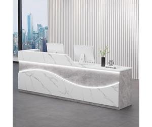 Bureau de réception pour salon avec rangement, table de comptoir moderne avec éclairage doux, bureau élégant pour salons de beauté et petites entreprises