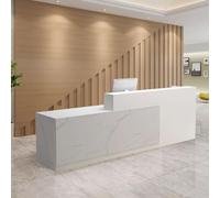 Bureau de réception pour salons de beauté, comptoir de réception moderne, assemblage facile, bois d'ingénierie, finition blanche et naturelle, 1,3 m de long