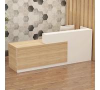 Bureau de réception pour salons de beauté, comptoir de réception moderne, assemblage facile, bois d'ingénierie, finition blanche et naturelle, 1,3 m de long