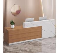 Bureau de réception pour salons de beauté, comptoir de réception moderne, assemblage facile, bois d'ingénierie, finition blanche et naturelle, 1,3 m de long