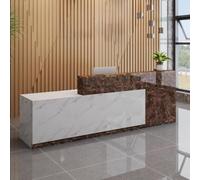 Bureau de réception pour salons de beauté, comptoir de réception moderne, assemblage facile, bois d'ingénierie, finition blanche et naturelle, 1,3 m de long