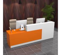 Bureau de réception pour salons de beauté, comptoir de réception moderne, assemblage facile, bois d'ingénierie, finition blanche et naturelle, 1,3 m de long