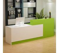 Bureau de réception pour salons de beauté, comptoir de réception moderne, assemblage facile, bois d'ingénierie, finition blanche et naturelle, 1,3 m de long