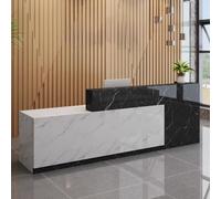 Bureau de réception pour salons de beauté, comptoir de réception moderne, assemblage facile, bois d'ingénierie, finition blanche et naturelle, 1,3 m de long