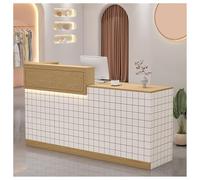 Bureau de réception robuste avec tiroir verrouillable et bande lumineuse LED - Comptoir de caisse facile à assembler 100 cm pour bureau ou réception d'affaires