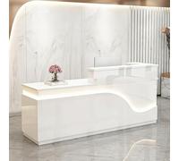 Bureau de Réception,Table de Réception Grand Comptoir,avec Tiroirs Verrouillables,Tablette pour Clavier et Casier,Moderne pour Salon Bureau Boutique 140×60×100cm Style 3 - Position élevée à gauche