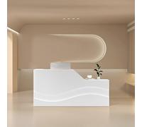 Bureau de réception verrouillable avec tiroir pour clavier et lumière LED - Table de comptoir avant moderne pour bureau, hall d'entrée et salon de beauté, design élégant et fonctionnel