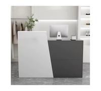 Bureau de réception verrouillable gris avec tiroir - Comptoir avant élégant pour bureau de salon et poste de travail informatique - L80 cm de long, sécurisé et fonctionnel