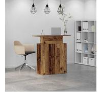 Bureau de réception vieux bois - CLARENCE - 100x40x104 cm - Bois d'ingénierie - Capacité 60 kg - Étagère intégrée
