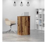 Bureau de réception vieux bois - CLARENCE - 55x50x103,5 cm - Bois d'ingénierie - Capacité 60 kg - Étagère intégrée