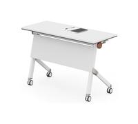 Bureau de séminaire portable avec couvercle rabattable, table de salle de conférence pliante mobile, roues silencieuses pour un rangement et une mobilité faciles