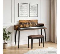 vidaXL Bureau de Studio Blanc 130 x 36 x 19,5 cm Bois d'ingénierie, Bureau de Musique Moderne, rectangulaire, pour Musiciens, Espace créatif, Meuble de Production à la Maison