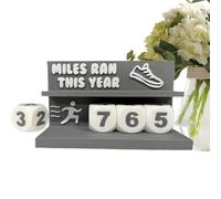 Bureau de suivi de course à pied - Affichage du podomètre à chiffres rotatifs | Compteur de distance kilométrique | Outil de motivation pour objectifs de remise en forme, coureurs, athlètes, pas de ma