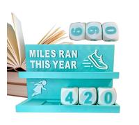 Bureau de suivi de course à pied - Affichage du podomètre à chiffres rotatifs | Compteur de distance kilométrique | Outil de motivation pour objectifs de remise en forme, coureurs, athlètes, pas de ma