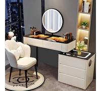 Bureau de vanité de Maquillage avec des lumières de Miroir rotatives à LED, Chambre à Coucher drewers Petite Table de vanité avec Station de Charge, Cassette des organisateurs pour Les Filles