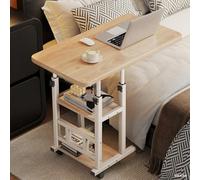 Bureau debout mobile à hauteur réglable, table de lit avec roulettes à 360°, plateau de chevet roulant pour ordinateur portable, salon,