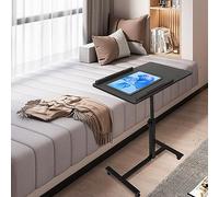Bureau Debout Mobile Réglable en Hauteur avec 4 Roulettes - Table de Lit pour Salon, Chambre à Coucher - 70*44*65/95CM - Noir