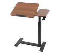 Bureau debout mobile réglable en hauteur pour ordinateur portable, table de lit avec roues cachées, table de chevet avec plateau inclinable pour salon, bureau, chambre à coucher (couleur noyer)