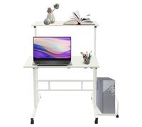 Bureau debout pliable réglable en hauteur avec roulettes pour bureau | Plateau extensible avec roulettes pour la gestion des câbles - Réglage moderne de la hauteur pour un travail sain