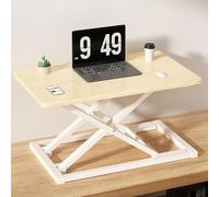 Bureau debout réglable avec 7 positions de hauteur - Table de bureau ergonomique - Finition noire et bois - 60 x 34 cm