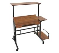 Bureau debout réglable en hauteur avec roulettes - Bureau mobile avec plateau inclinable - Pour la maison et le bureau - 60 x 80 x 67 cm - Noyer + noir