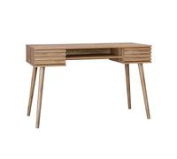 sweeek - Bureau décor Bois 2 tiroirs MADERE Naturel. 1 casier. façade rainurées. 120 x 55 x 76.5 cm