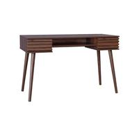 Bureau décor bois 2 tiroirs MADERE noyer. 1 casier. façade rainurées. 120 x 55 x 76.5 cm