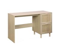 Bureau Décor Bois Et Cannage - Camargue - 120 Cm 2 Tiroirs Marron