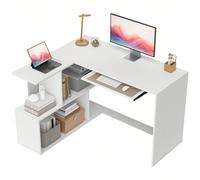 Bureau Découvrez ce bureau d'angle en L de HOMCOM. Idéal pour optimiser l'espace, il intègre une étagère en S avec quatre compartiments, parfaite pour vos livres et décorations. Son grand bureau et pl