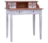 Bureau d'Écriture avec Tiroirs Table d' Ordinateur Bois Massif d'Acajou vidaXL