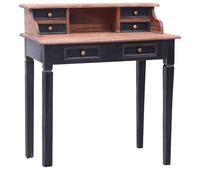 Bureau d'Écriture avec Tiroirs Table d' Ordinateur Bois Massif d'Acajou vidaXL