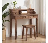Bureau d'Écriture avec Tiroirs Table d'Ordinateur Bois Massif d'Acajou vidaXL